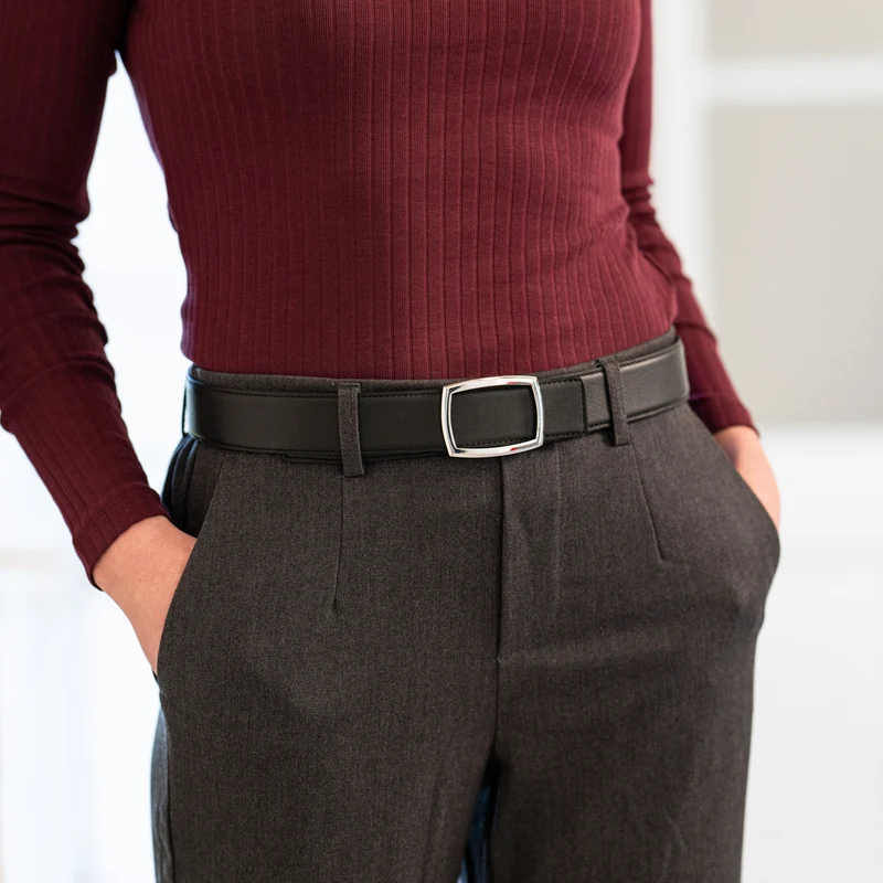 Edler Damen Ledergürtel „Lucia“ in Schwarz – 3,5 cm, besonders weiches & anschmiegsames Kalbleder