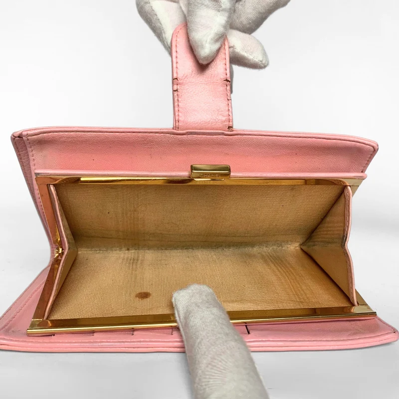 Chanel Caviar CC French Long Wallet in Pink