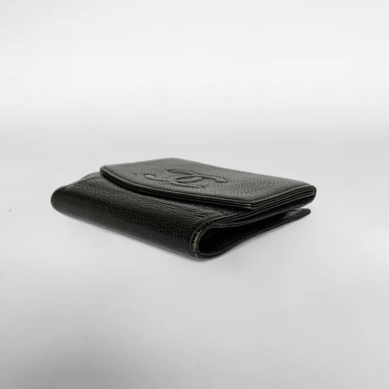 Chanel Timeless CC Caviar Compact Wallet Schwarz
