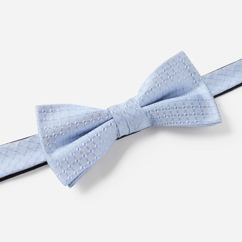 PALMIRA bleu minimal – Fliege & Einstecktuch Set aus Seide