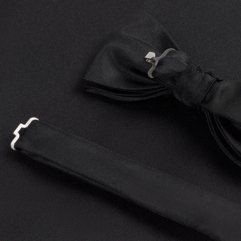 PELAGIO black uni – Fliege & Einstecktuch Set aus Seide