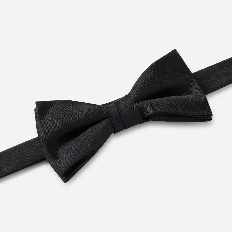 PELAGIO black uni – Fliege & Einstecktuch Set aus Seide