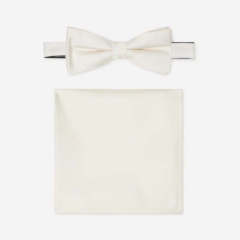 PELAGIO champagner uni – Fliege & Einstecktuch Set aus Seide