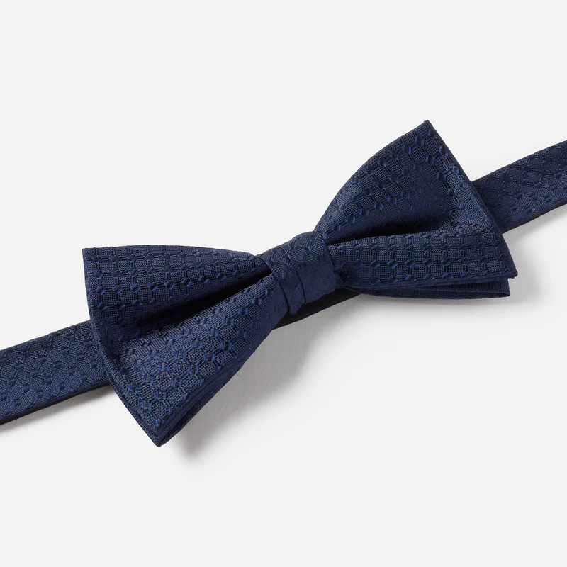 PALMIRA navy minimal – Fliege & Einstecktuch Set aus Seide