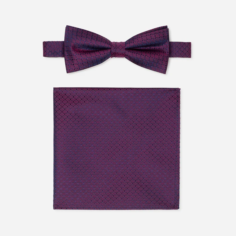 PALMIRA bordeaux minimal – Fliege & Einstecktuch Set aus Seide