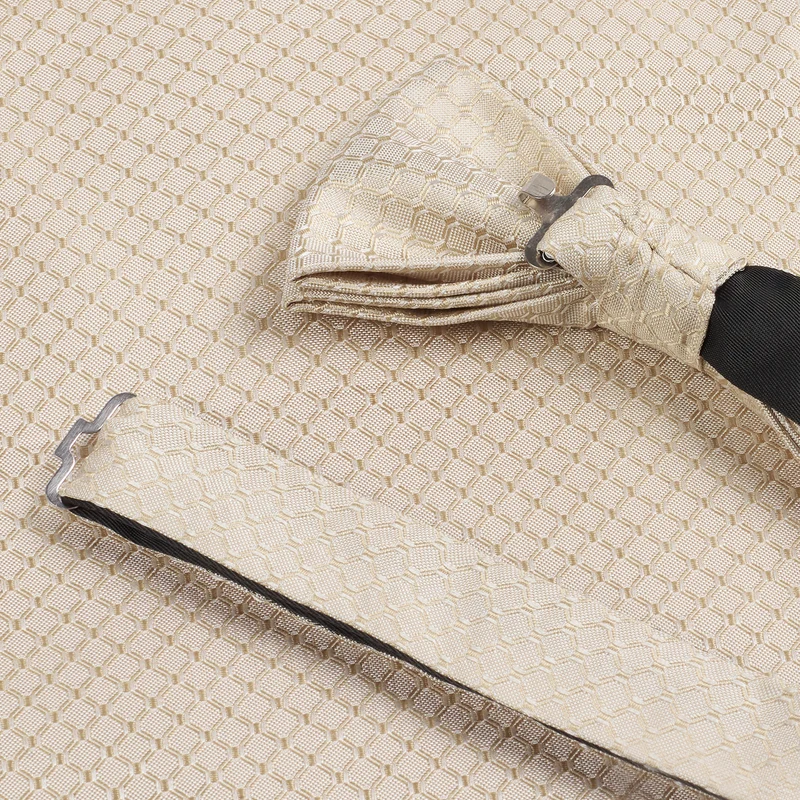PALMIRA champagner minimal – Fliege & Einstecktuch Set aus Seide
