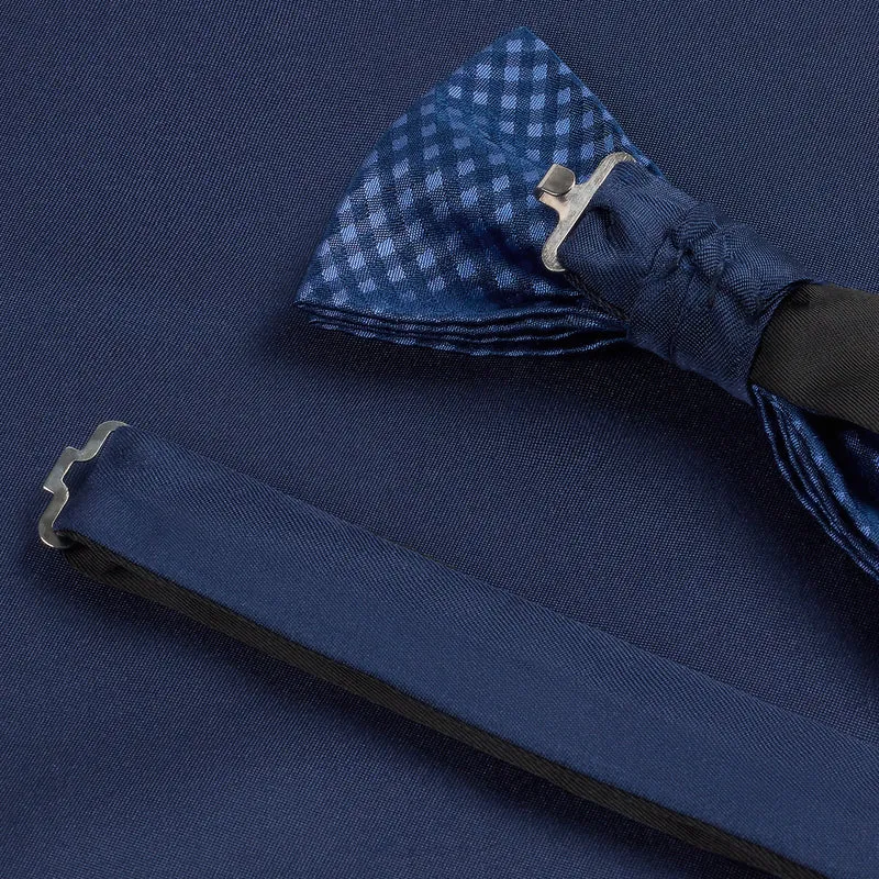 SCIPIO navy karo – Fliege & Einstecktuch Set aus Seide