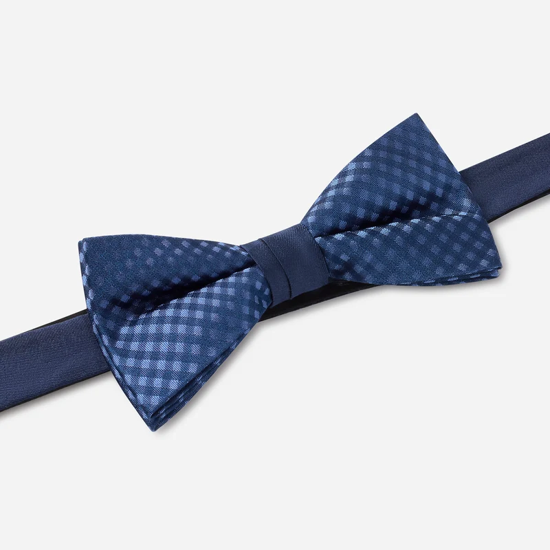 SCIPIO navy karo – Fliege & Einstecktuch Set aus Seide