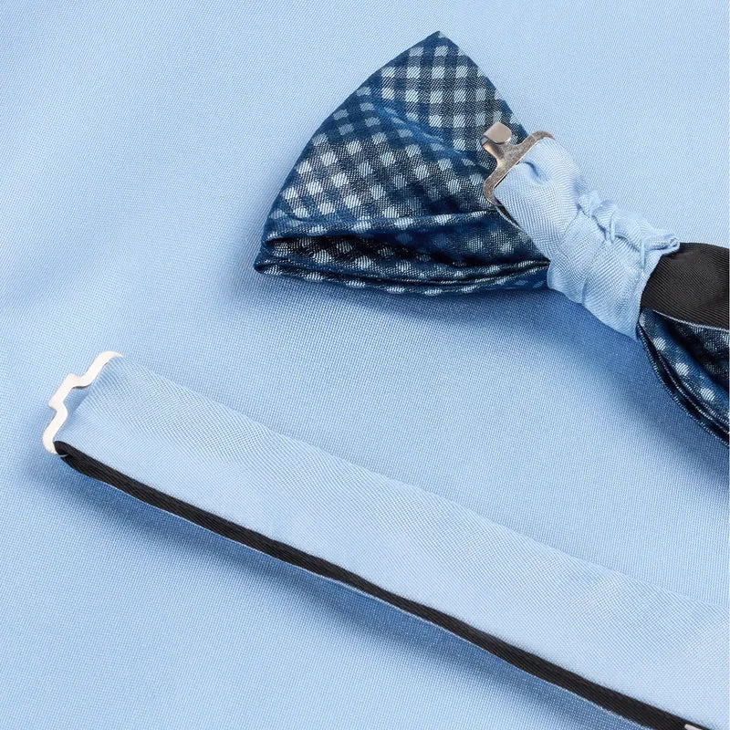 SCIPIO bleu karo – Fliege & Einstecktuch Set aus Seide