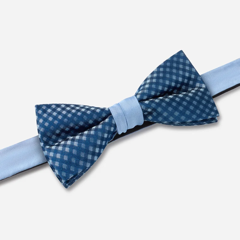 SCIPIO bleu karo – Fliege & Einstecktuch Set aus Seide