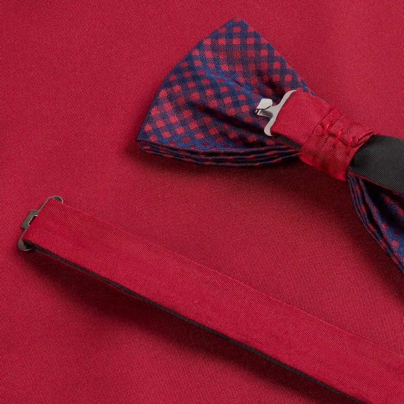 SCIPIO red karo – Fliege & Einstecktuch Set aus Seide