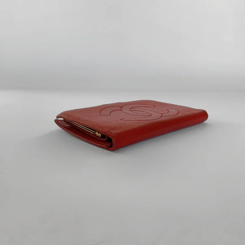 Chanel Caviar CC French Long Wallet in Rot