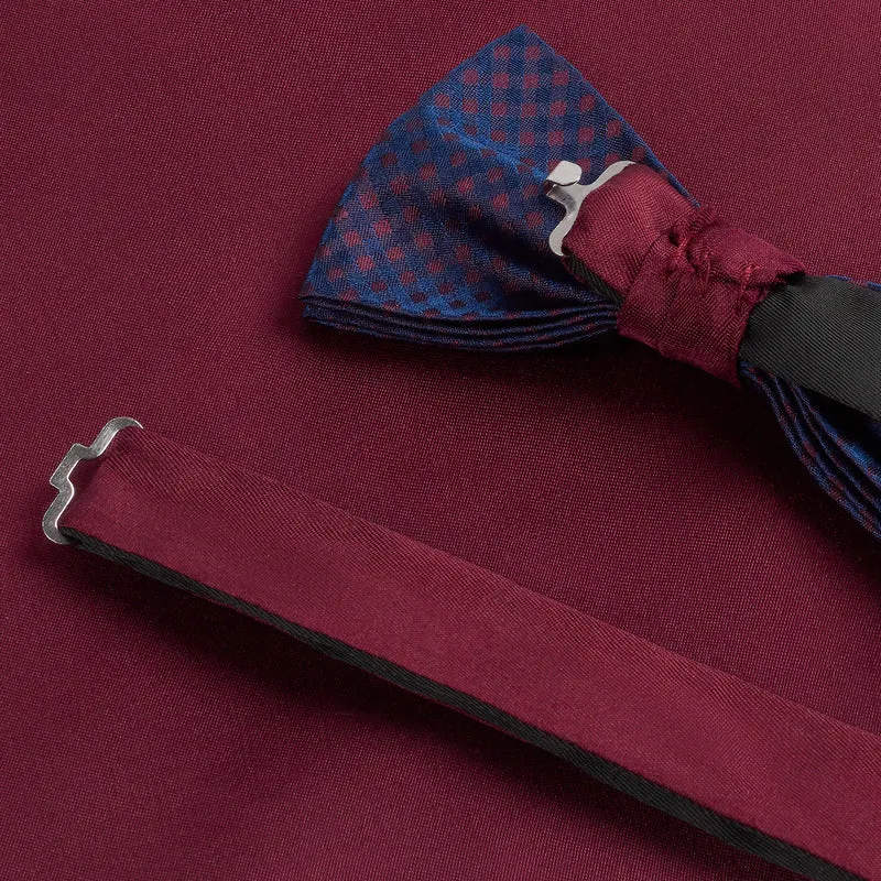 SCIPIO bordeaux karo – Fliege & Einstecktuch Set aus Seide