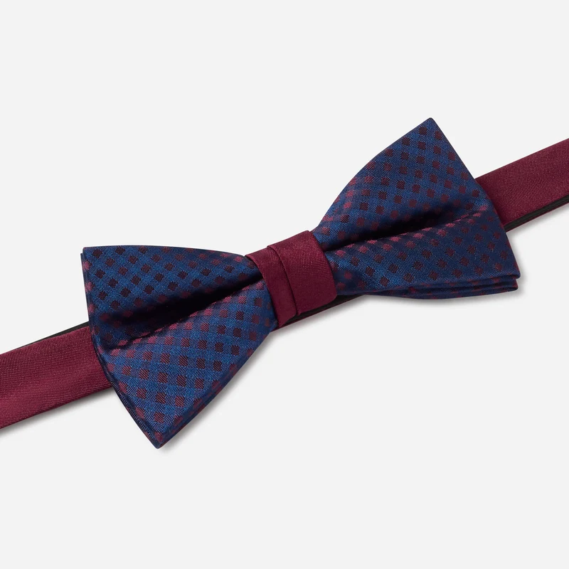 SCIPIO bordeaux karo – Fliege & Einstecktuch Set aus Seide