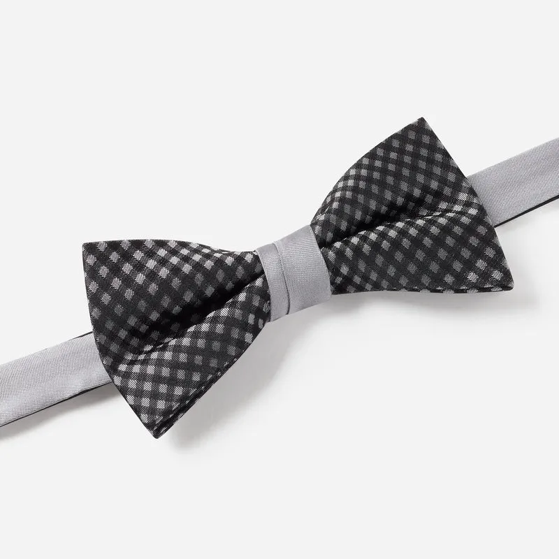 SCIPIO grey karo – Fliege & Einstecktuch Set aus Seide