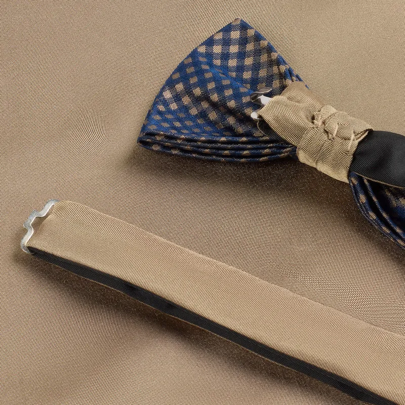 SCIPIO camel karo – Fliege & Einstecktuch Set aus Seide