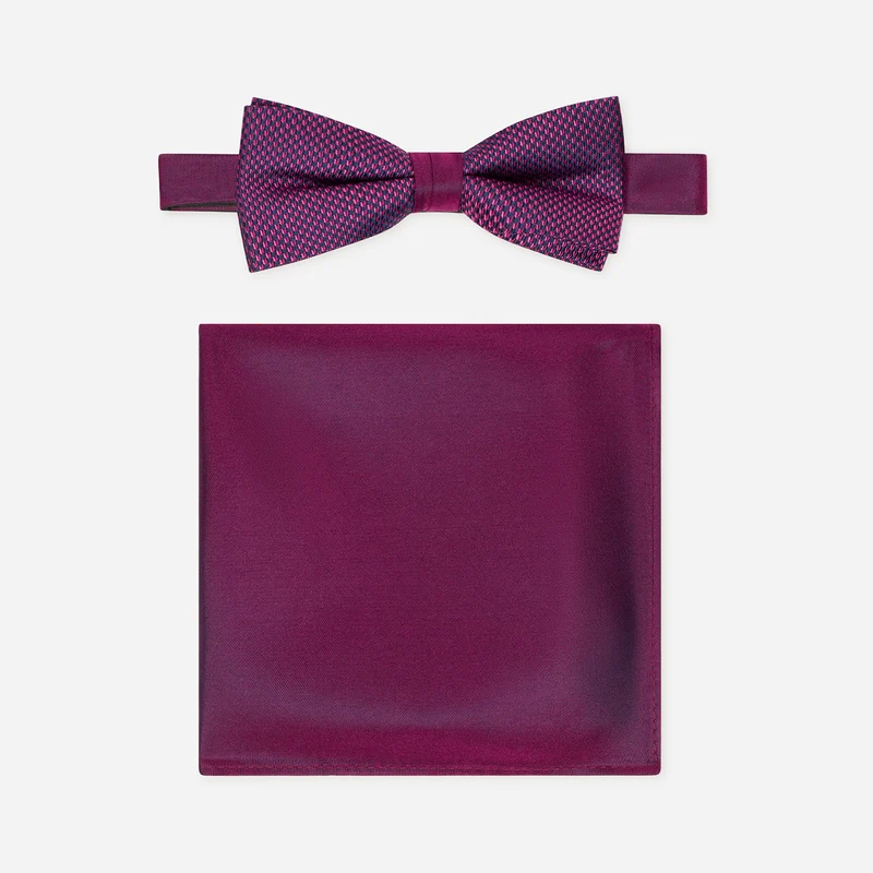 SILVESTRO pink minimal – Fliege & Einstecktuch Set aus Seide