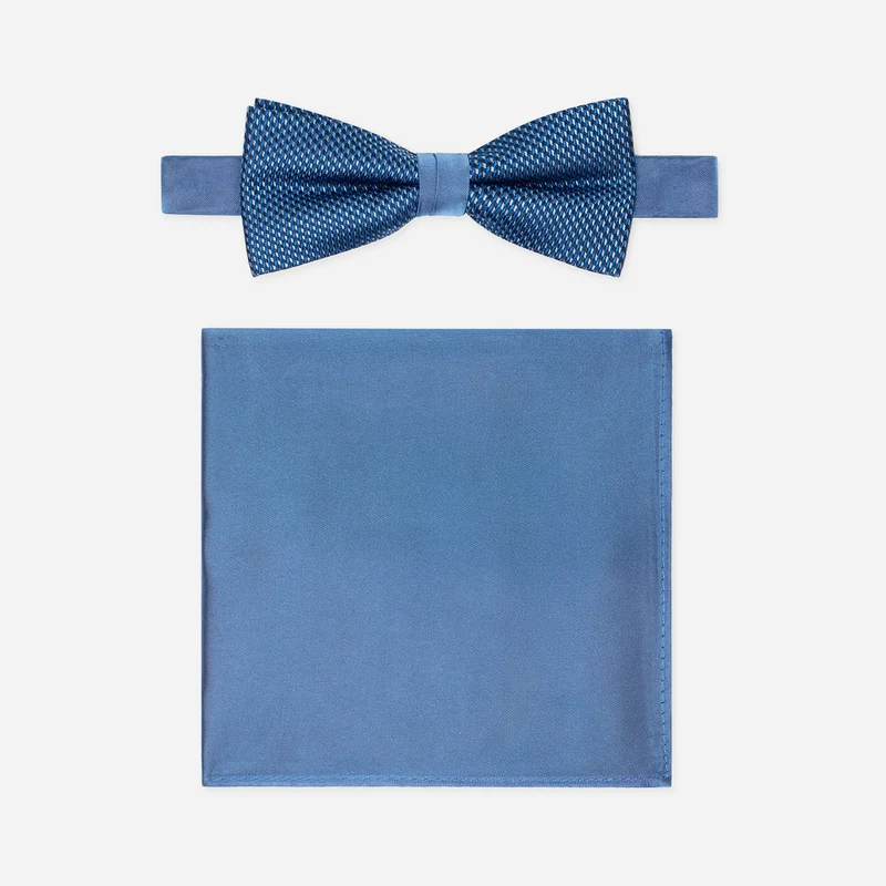 SILVESTRO navy minimal – Fliege & Einstecktuch Set aus Seide