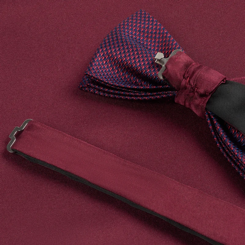 SILVESTRO bordeaux minimal – Fliege & Einstecktuch Set aus Seide