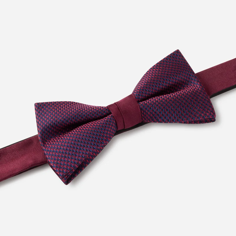 SILVESTRO bordeaux minimal – Fliege & Einstecktuch Set aus Seide