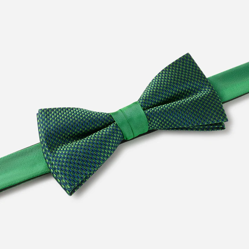 SILVESTRO green minimal – Fliege & Einstecktuch Set aus Seide
