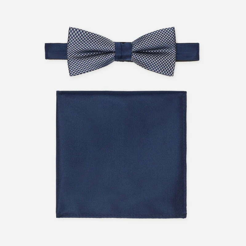 SILVESTRO grey minimal – Fliege & Einstecktuch Set aus Seide