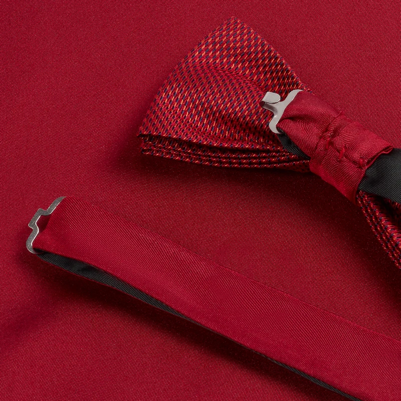 SILVESTRO red minimal – Fliege & Einstecktuch Set aus Seide