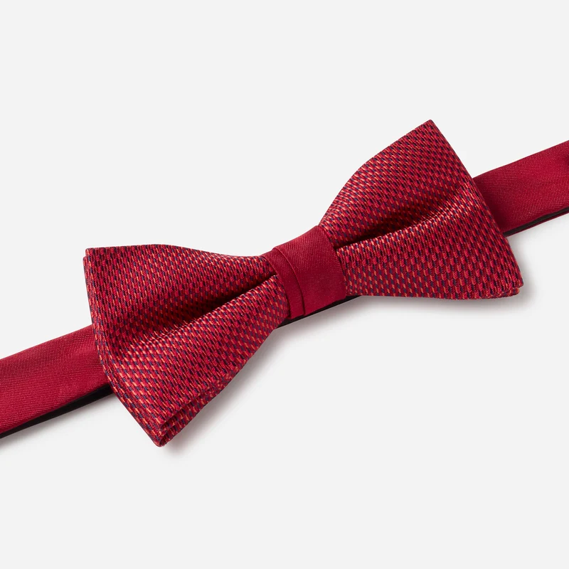 SILVESTRO red minimal – Fliege & Einstecktuch Set aus Seide