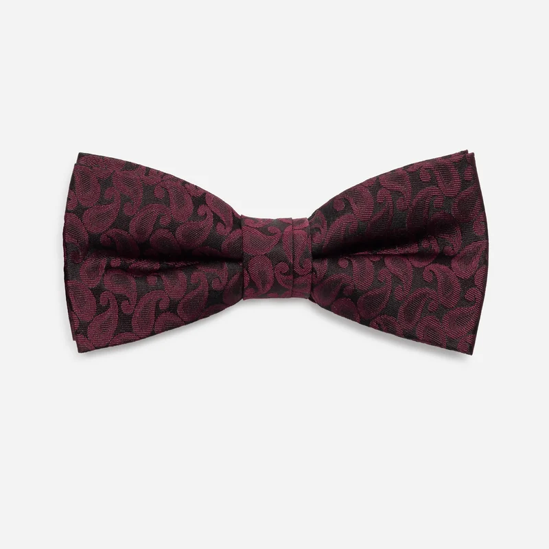 FAUSTO bordeaux paisley – Seidenfliege im Paisley-Dessin
