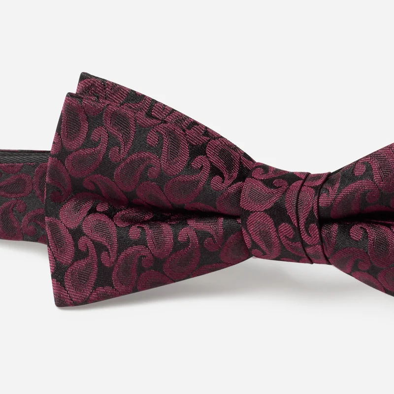 FAUSTO bordeaux paisley – Seidenfliege im Paisley-Dessin
