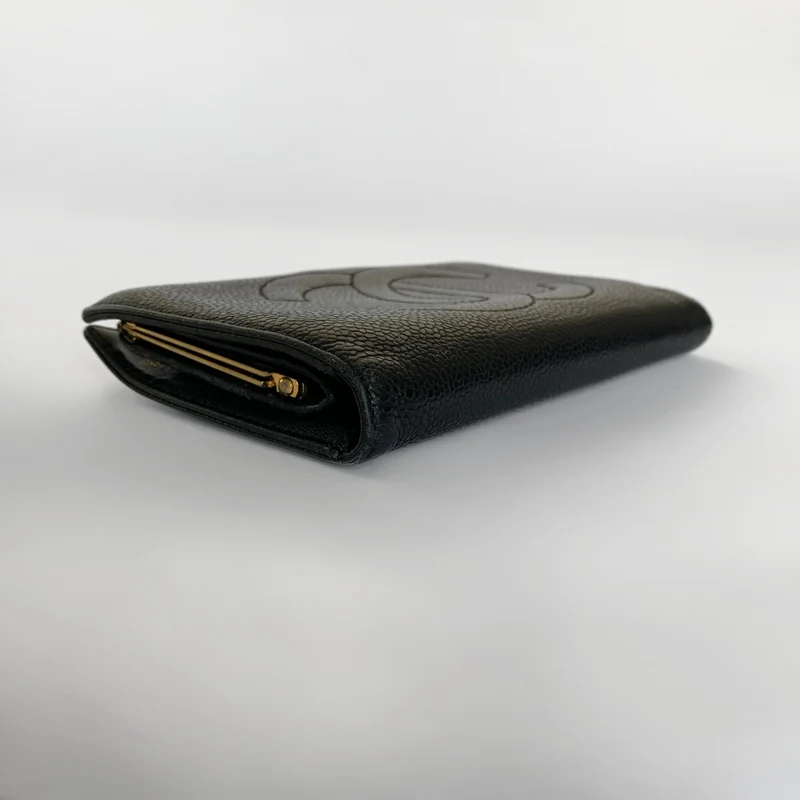 Chanel Caviar CC French Long Wallet in Schwarz