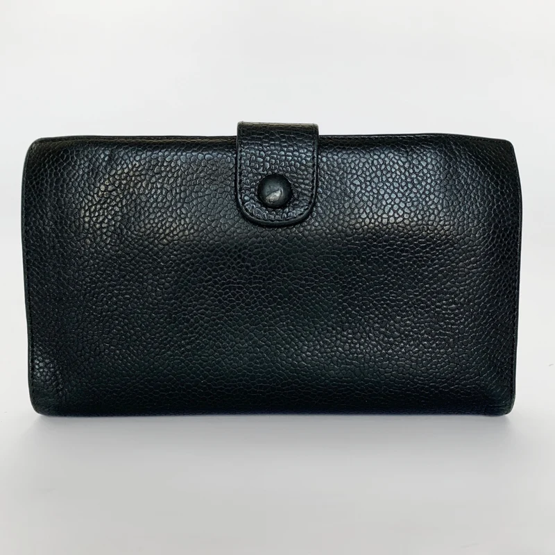 Chanel Caviar CC French Long Wallet in Schwarz