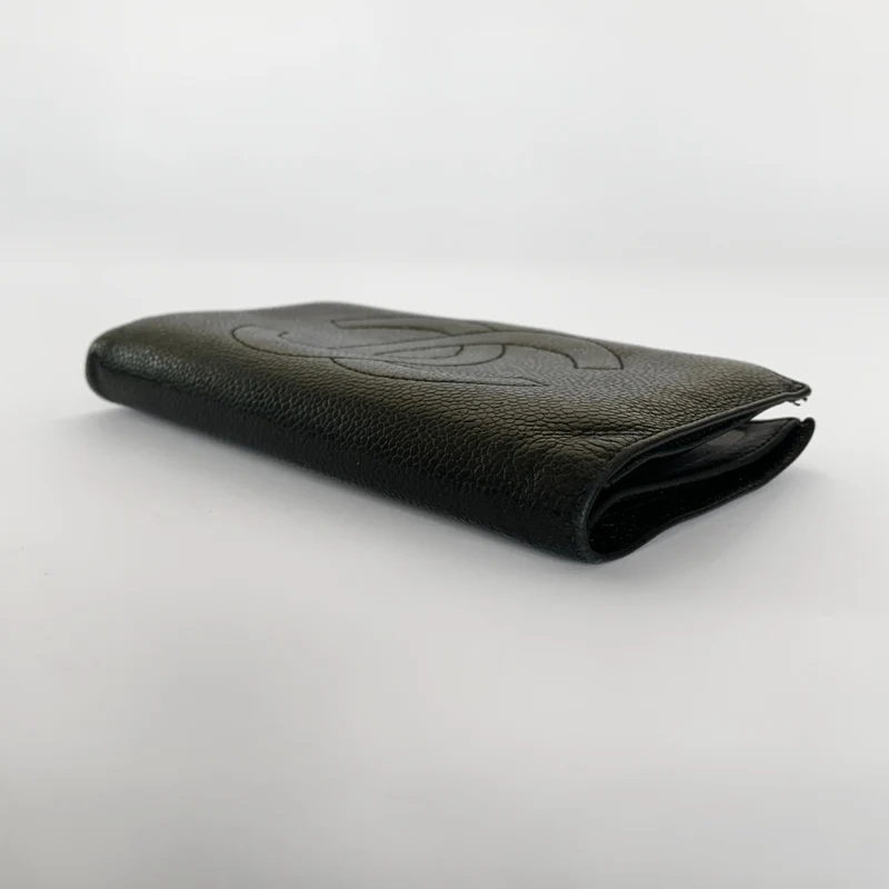 Chanel Caviar CC French Long Wallet in Schwarz