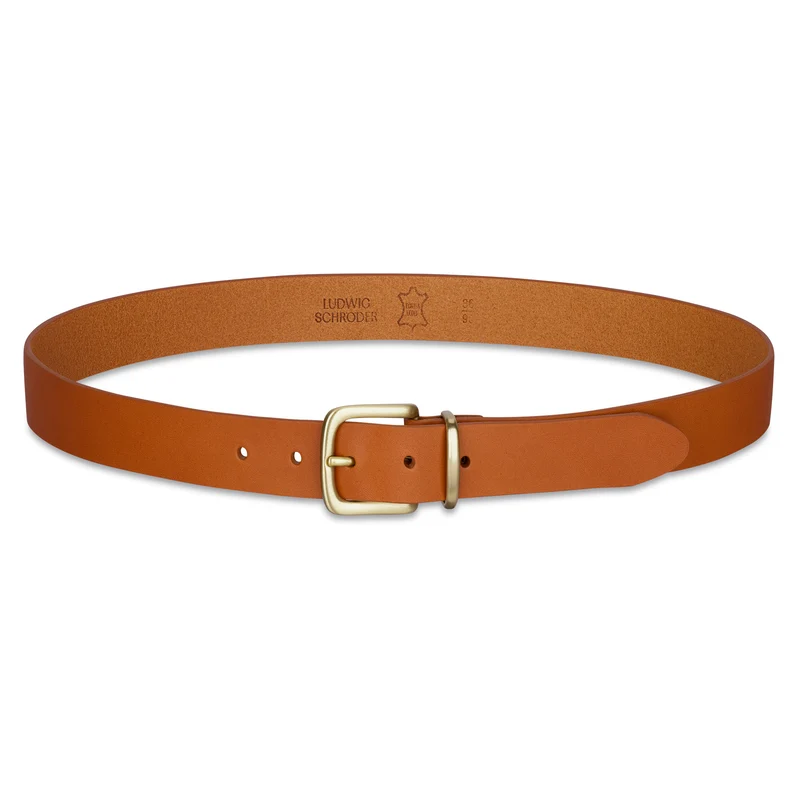 Eleganter 3cm Damengürtel „Alexandra" in Cognac – Schmaler Gürtel mit goldener Schnalle und Schlaufe