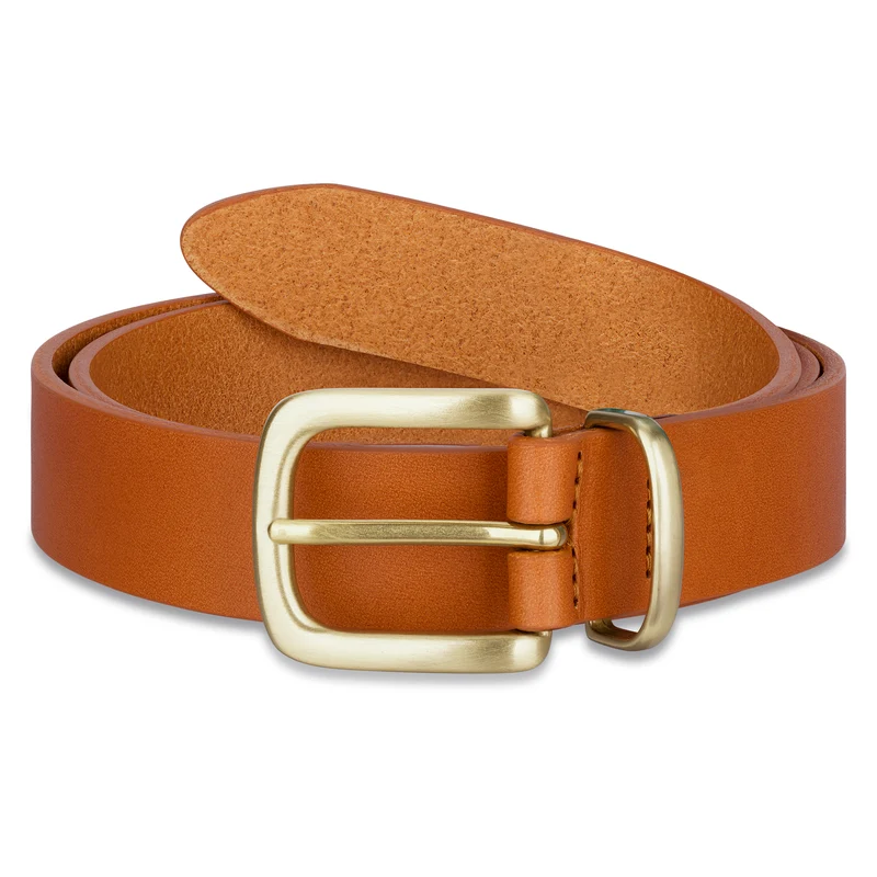 Eleganter 3cm Damengürtel „Alexandra" in Cognac – Schmaler Gürtel mit goldener Schnalle und Schlaufe