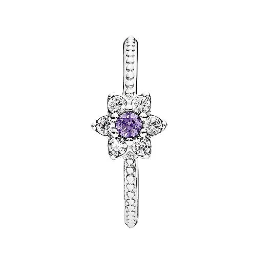 PANDORA Damen-Vergissmeinicht 925 Silber lila Zirkonia Gr. 54 (17.2)-190990ACZ-54