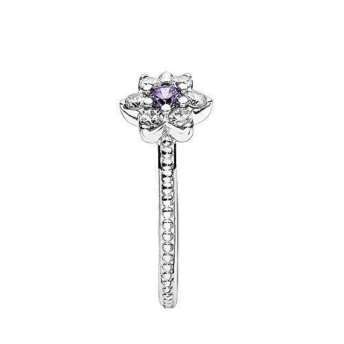 PANDORA Damen-Vergissmeinicht 925 Silber lila Zirkonia Gr. 54 (17.2)-190990ACZ-54
