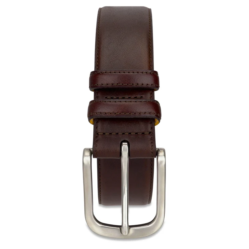 Lebenslang-Gürtel „Hannes“ in Braun – 4 cm, bombierter Herren Jeansgürtel mit massiver Edelstahlschnalle