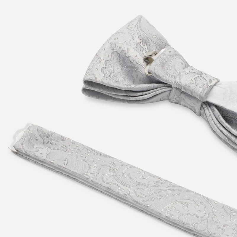 FIORENZO silver paisley – Fliege aus Viskose im Paisley-Dessin