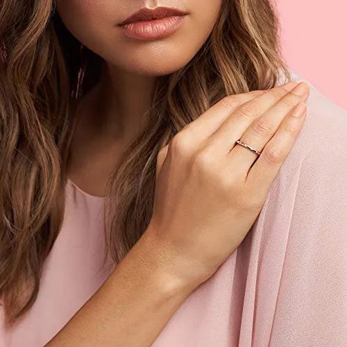PANDORA Einfacher Funkelnder Band Ring in Roségold mit 14 Karat rosévergoldete Metalllegierung und Cubic Zirkonia Timeless Collection, Größe 52