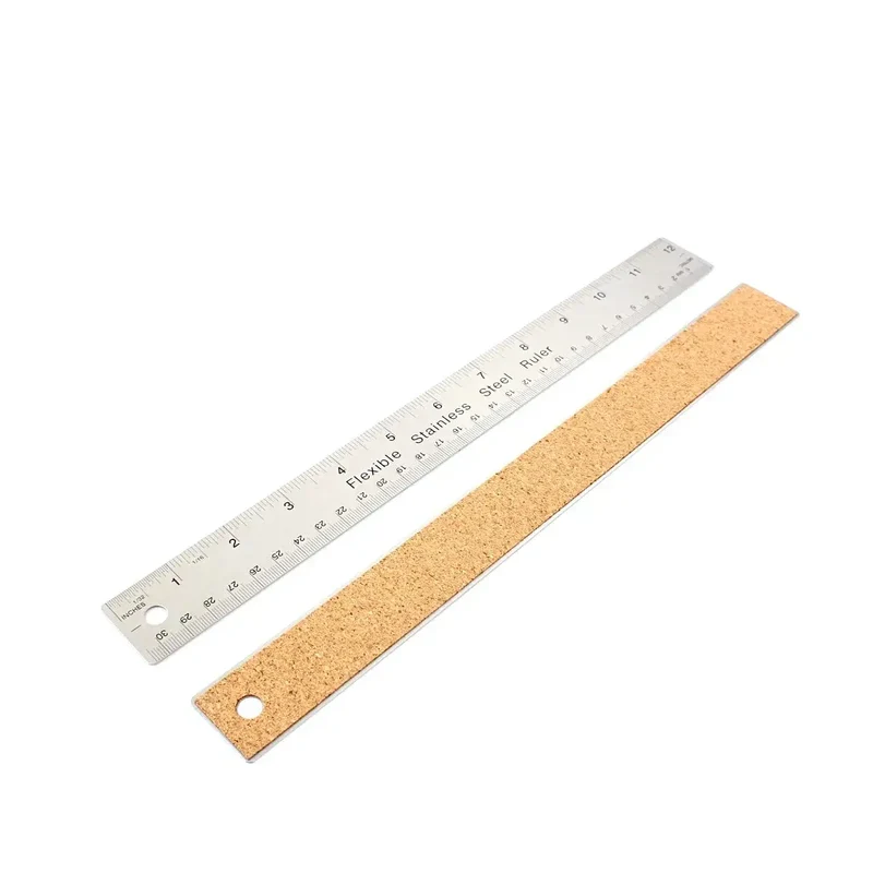 Ivan Leathercraft Metall-Lineal 30 cm von | Edelstahl mit Korkrückseite