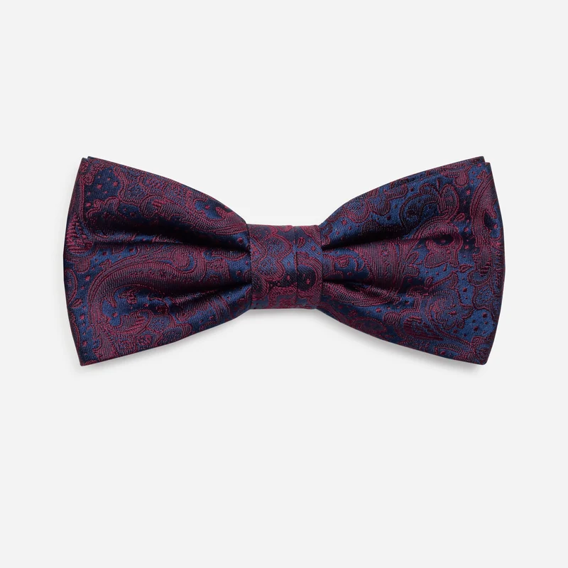 FLAVIO bordeaux paisley – Seidenfliege im Paisley-Dessin