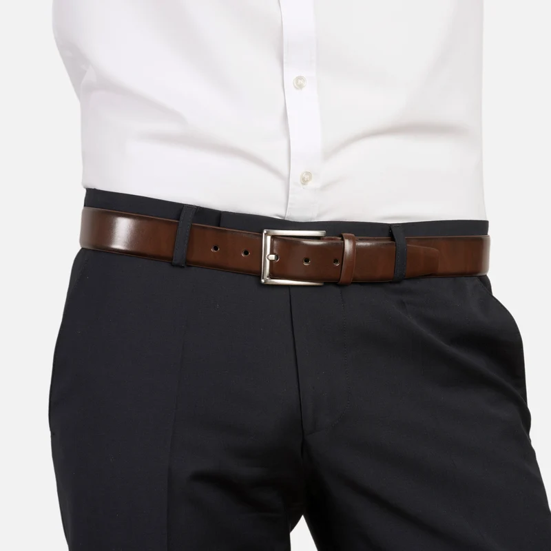 LONDON brown uni – Herren-Anzuggürtel 3,5 cm