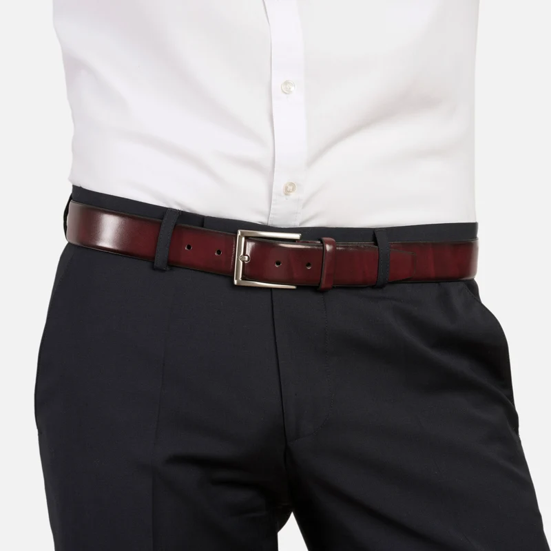 LONDON bordeaux uni – Herren-Anzuggürtel 3,5 cm