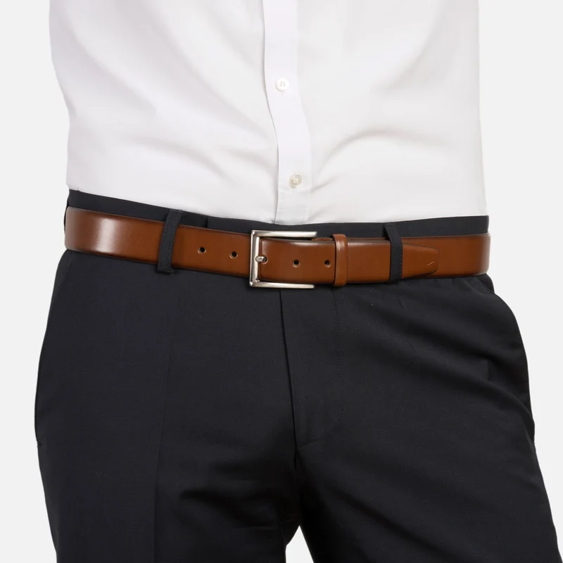 LONDON light brown uni – Herren-Anzuggürtel 3,5 cm