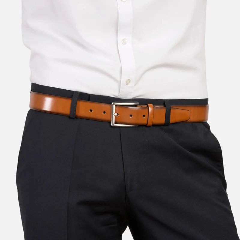 LONDON light cognac – Herren-Anzuggürtel 3,5 cm