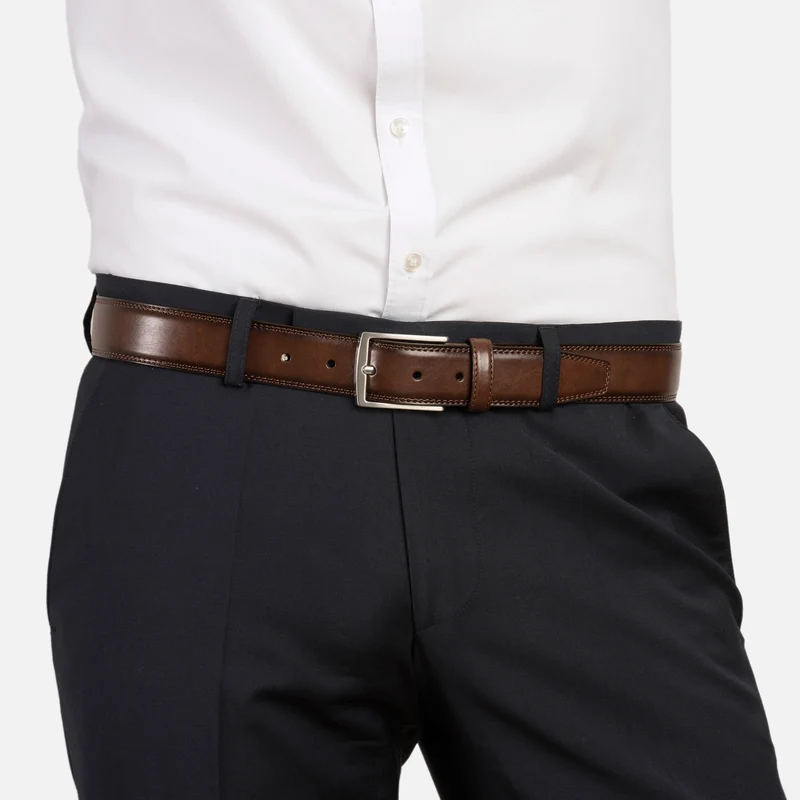 WIEN brown uni – Herren-Anzuggürtel 3,5 cm
