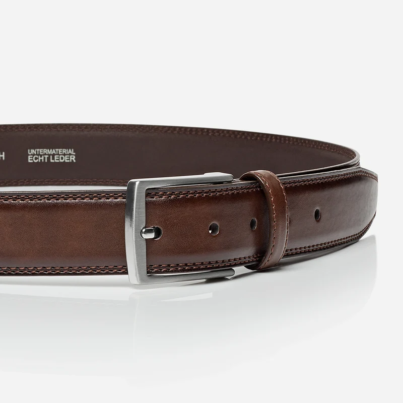 WIEN brown uni – Herren-Anzuggürtel 3,5 cm