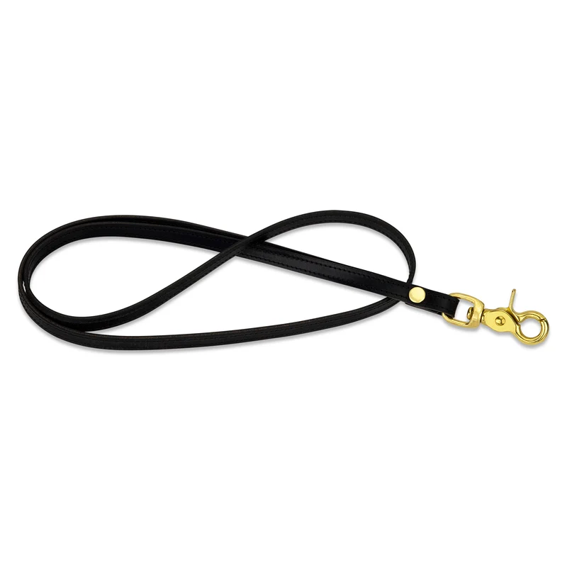 Leder-Lanyard „SARA“ in Gipsy Leder Schwarz mit Messing Karabiner