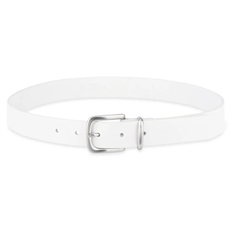 Eleganter 3cm Damengürtel „Alexandra" in Weiß – Schmaler Gürtel mit silberfarbener Schnalle und Schlaufe